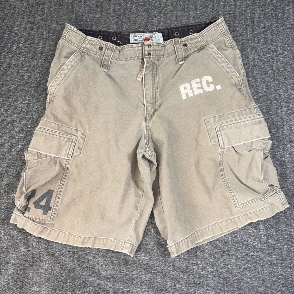 Old Navy Shorts Mens 32 Drab Olive Green Military Cargo Baggy Skate Grunge Y2K